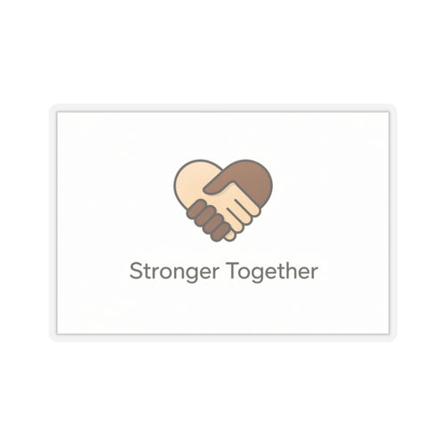 Stronger Together Heart Handshake Sticker — Unity, Diversity Laptop Decal